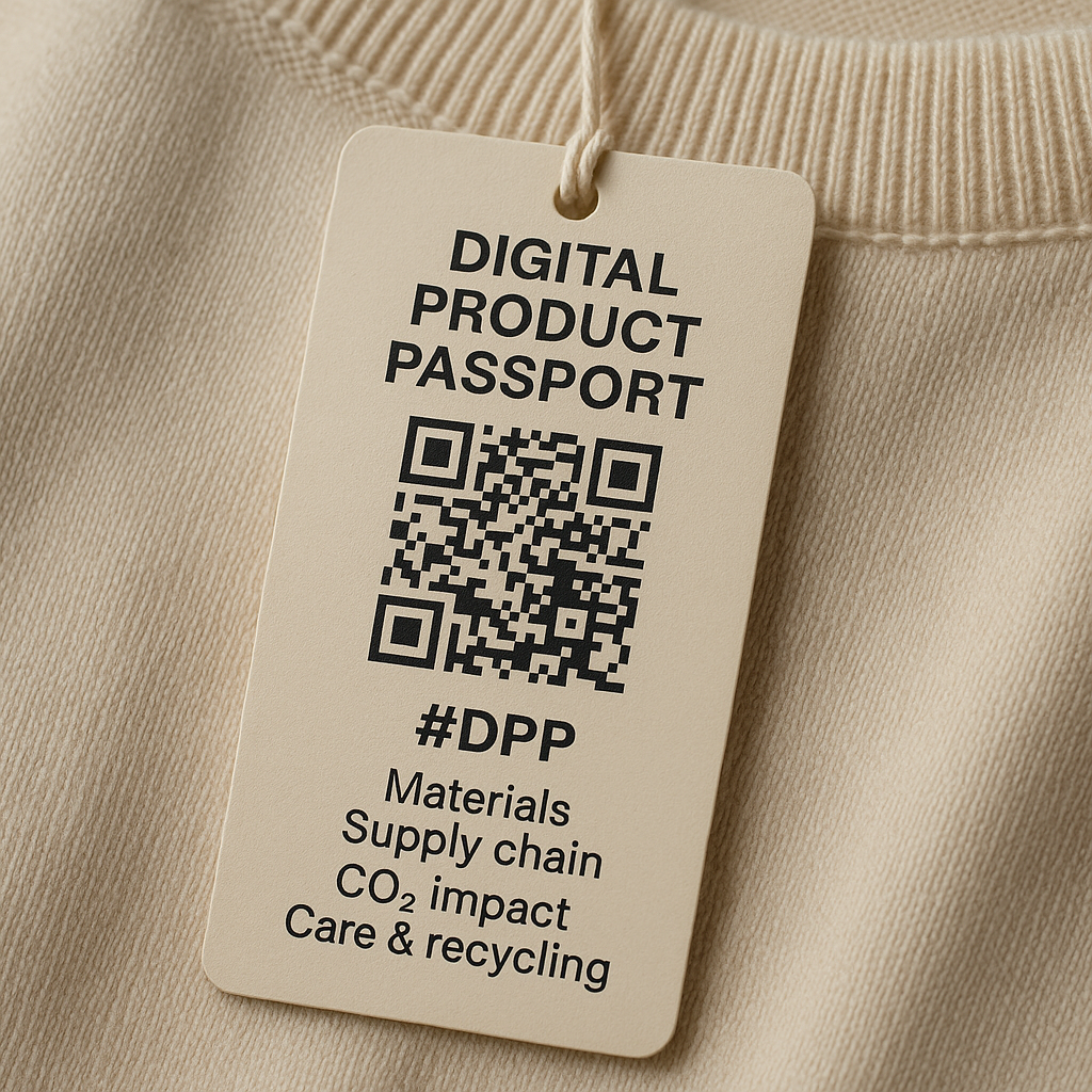 Passaporto digitale del tessuto consultabile tramite QR code e NFC